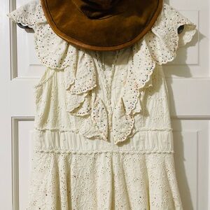 Farm Rio Lace Eyelet Dress with Colorful Beaded Detail